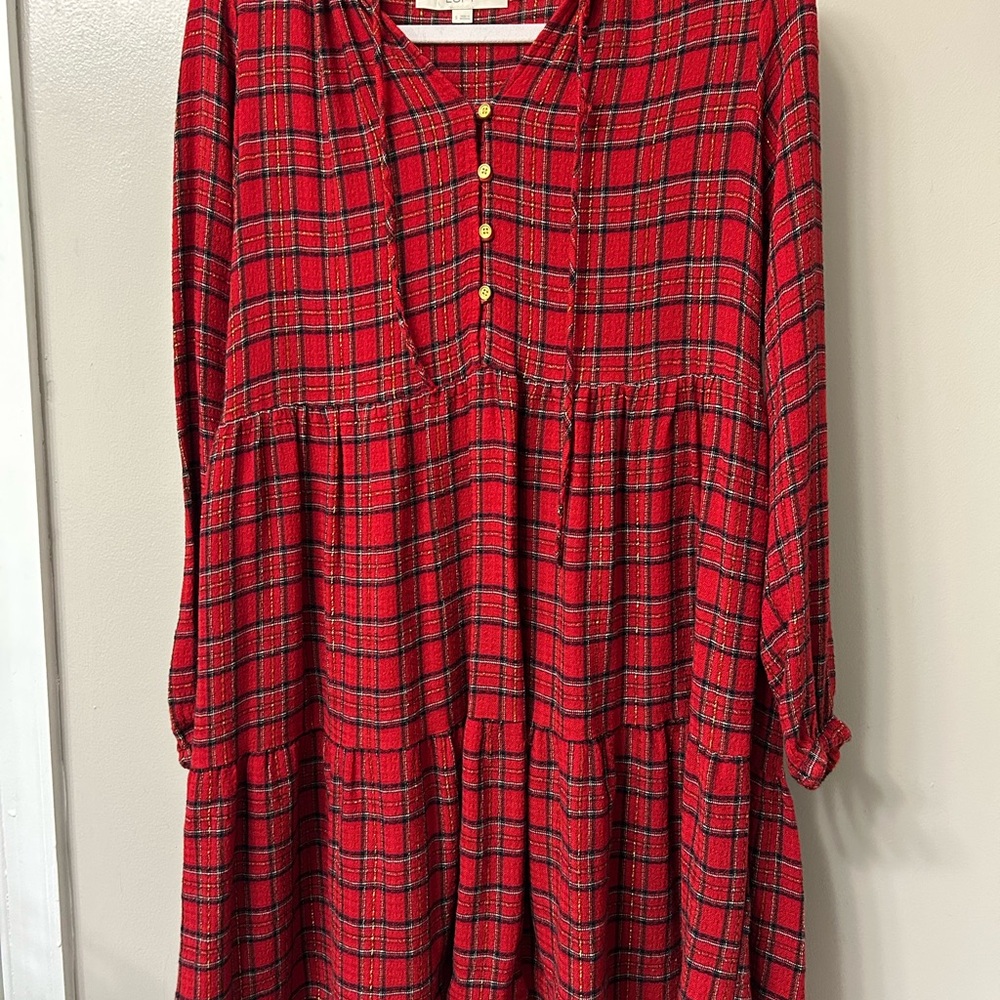 Loft Red Plaid Dress